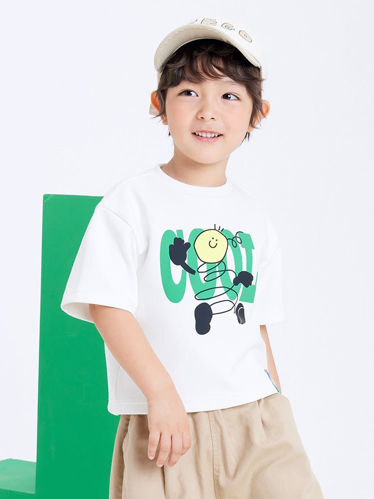 【線上專享】 balabala 童裝中童男100%棉恐龍圓V領短袖T恤 7-14歲 - balabala