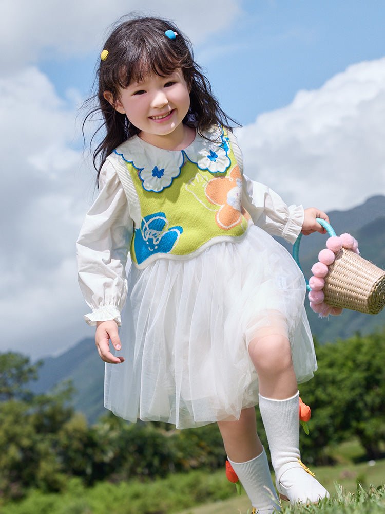 【線上專享】 balabala 童裝幼童女織物花卉毛織長袖套裝 2-8歲 - balabala