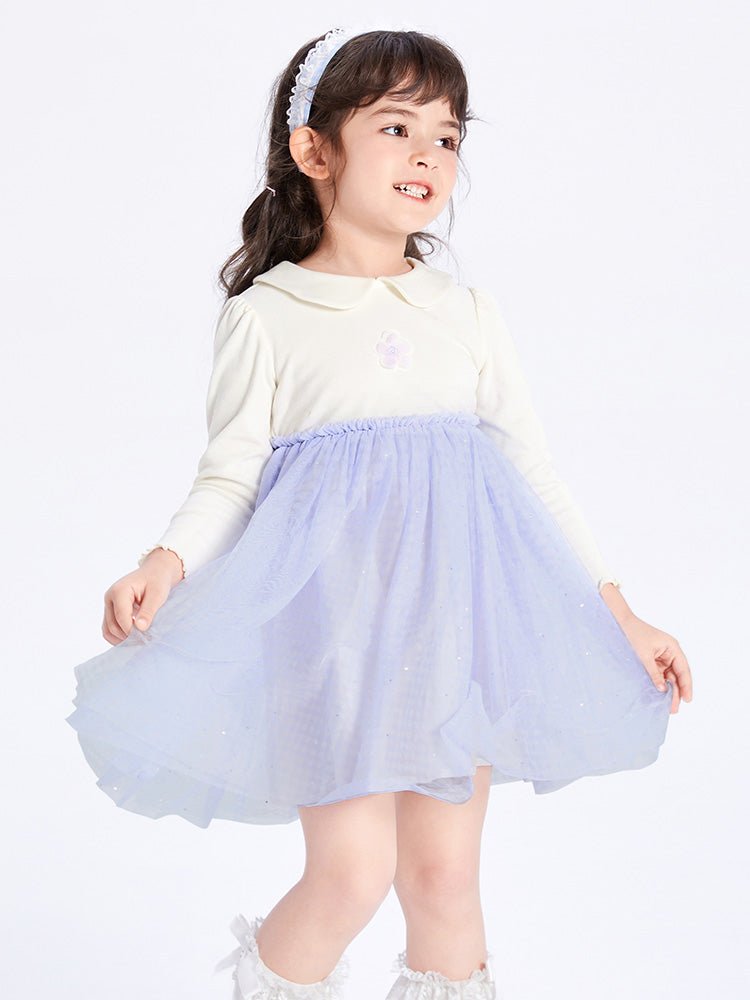 【線上專享】 balabala 童裝幼童女泡泡袖針織連衣裙 2-8歲 - balabala