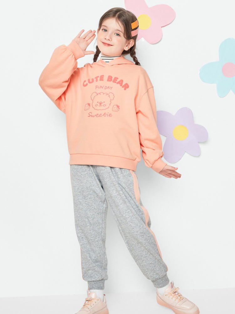 【線上專享】 balabala 童裝中童女小熊印花針織長袖套裝 7-14歲 - balabala