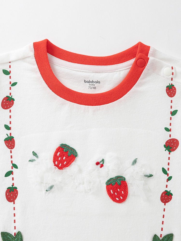 balabala 女嬰童草莓嬰童T恤 0-3嵗 - balabala