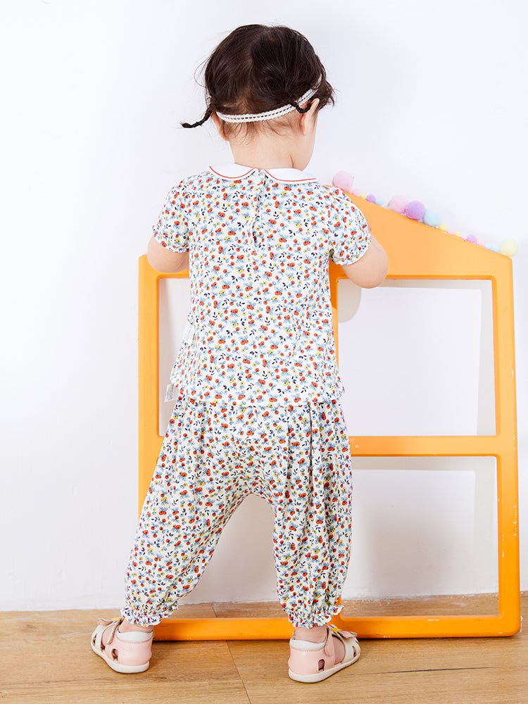 Balabala童裝女嬰童碎花圖案梭織長褲0-4歲 - balabala