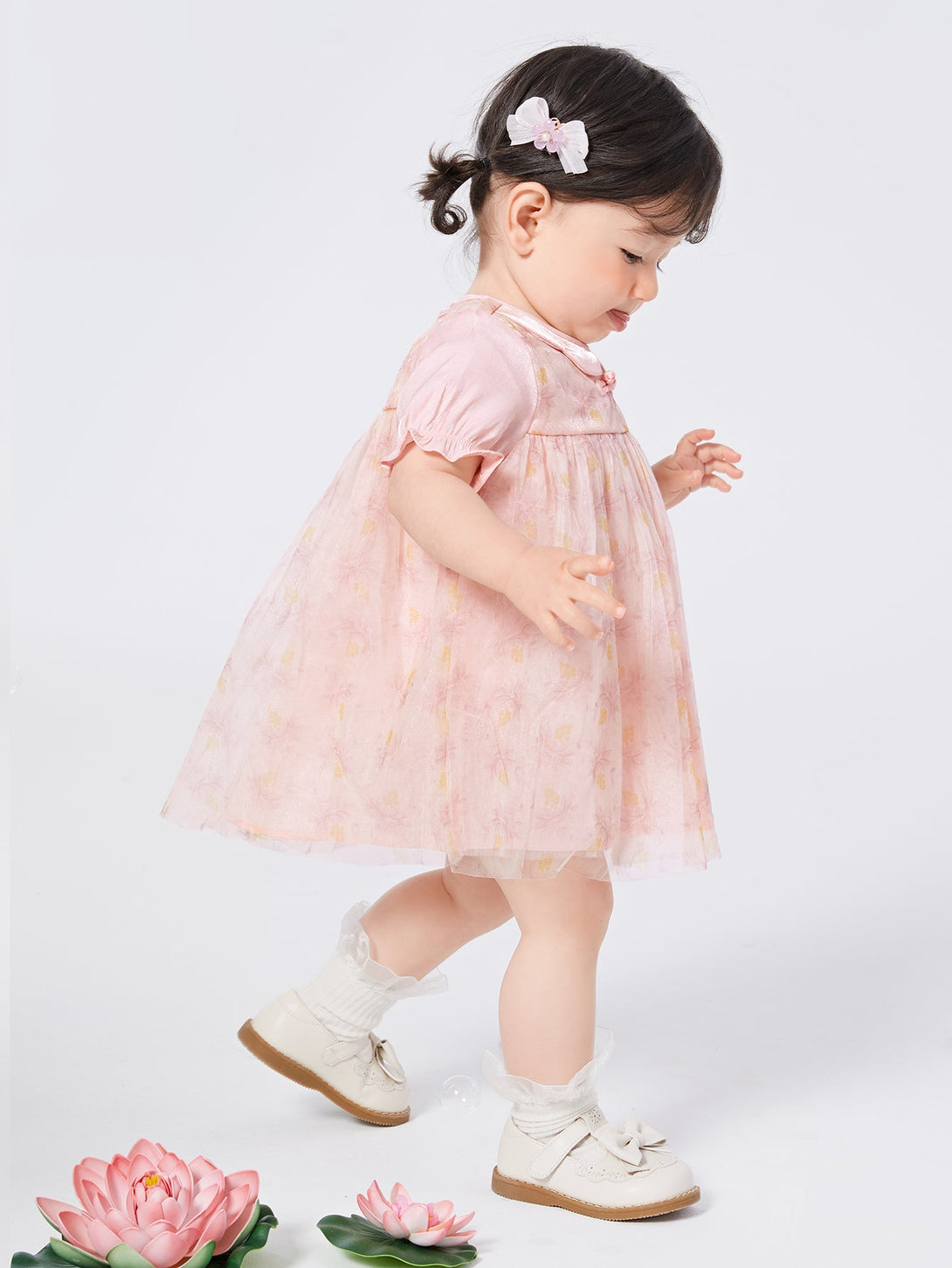 Balabala童裝女嬰童小花圖案梭織連衣裙0-4歲 - balabala