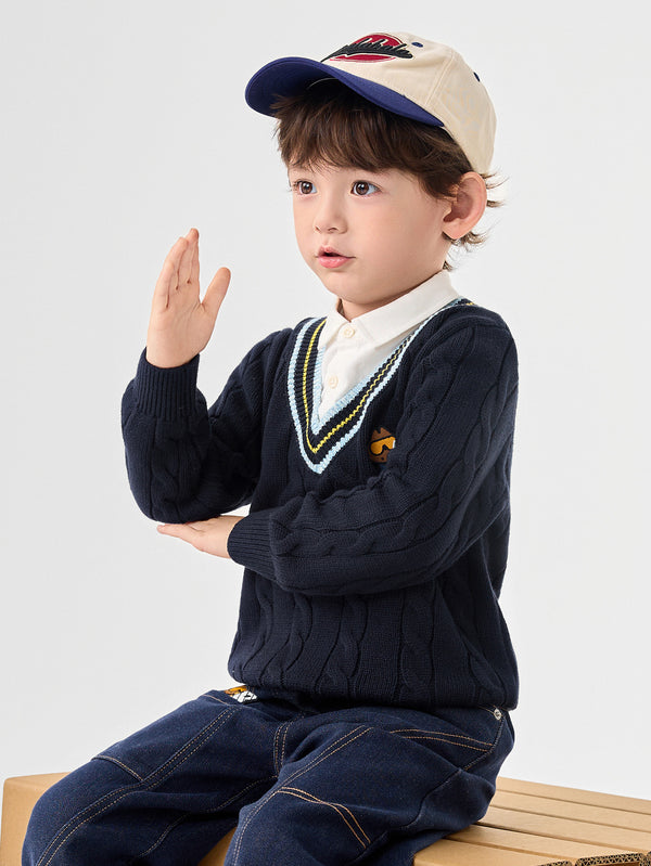 男幼童學院風簡約毛衫