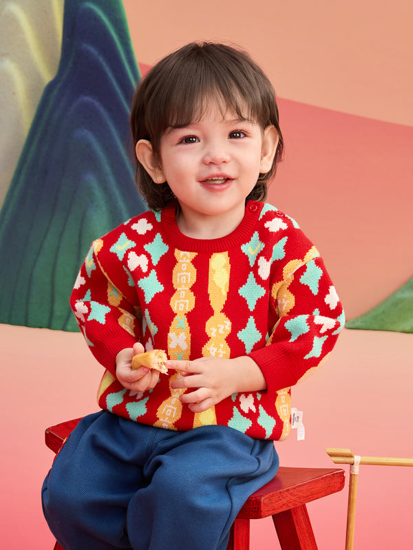 巴拉巴拉童裝嬰兒毛衣寶寶毛衫2025新款兒童冬裝針織衫新年季國風