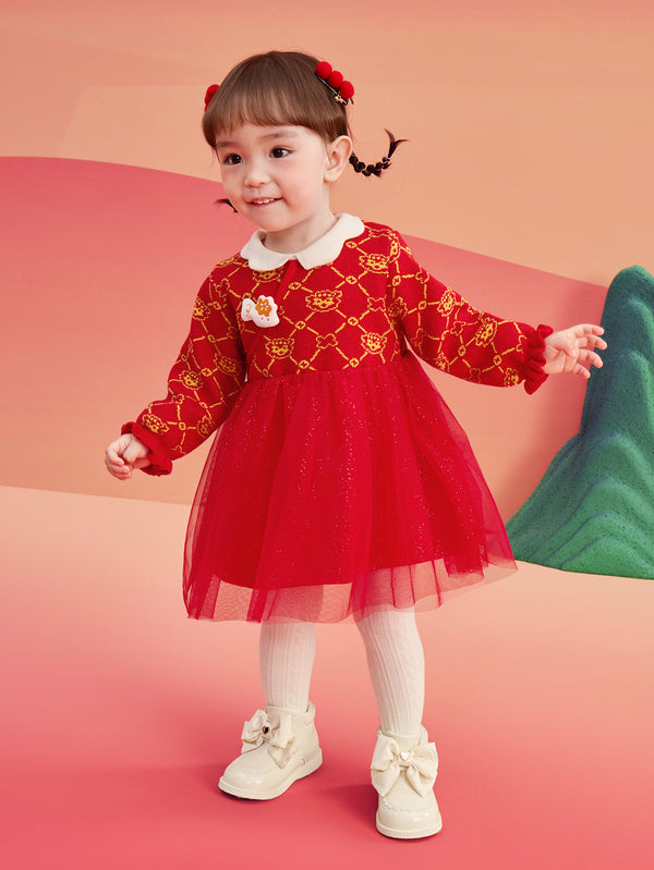 巴拉巴拉童裝嬰兒連衣裙兒童裙子2025新款春裝女寶寶公主裙新中式