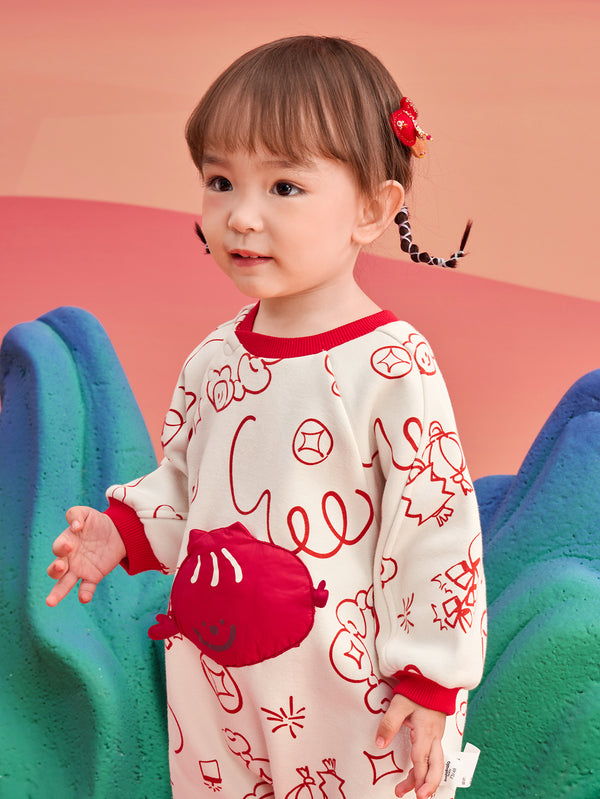 巴拉巴拉童裝嬰兒連體衣新生兒哈衣爬服寶寶衣服2025新年季拜年服