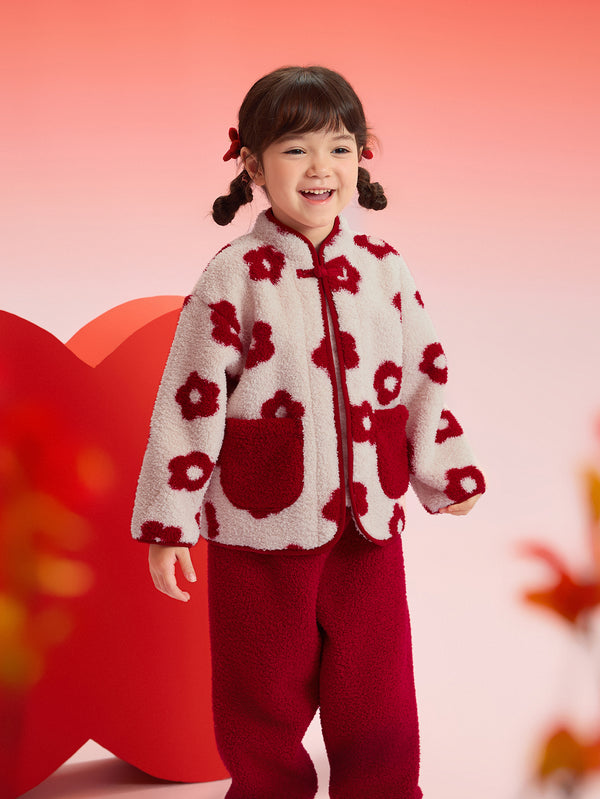 巴拉巴拉寶寶家居服套裝2025新款男女童國風睡衣拜年紅色本命