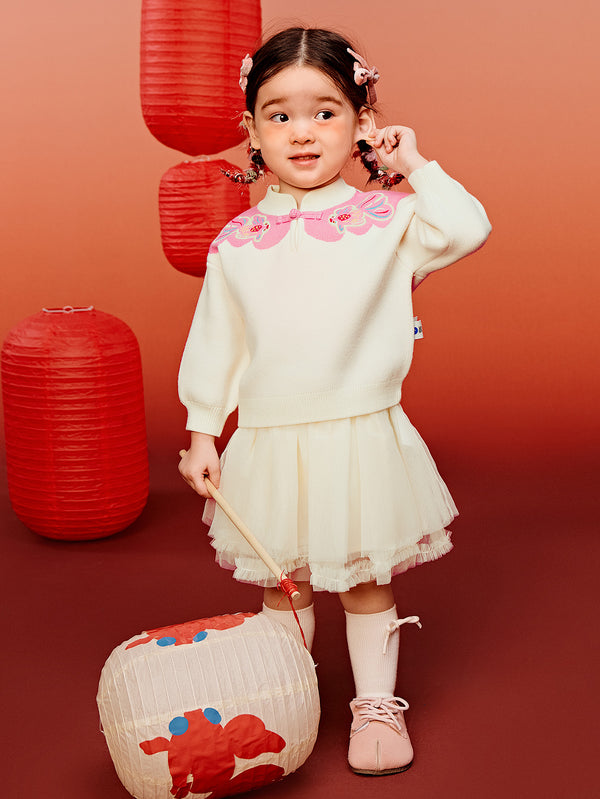 【新年季非遺聯名】迷你巴拉巴拉女童不易起球甜美網紗兩件套裝