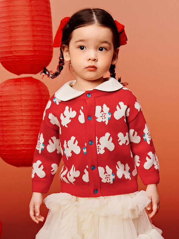 【非遺聯名】迷你巴拉巴拉男女童親膚純棉不易變形針織開衫拜年服