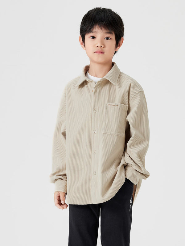 男中幼童字母長袖襯衫 - balabala