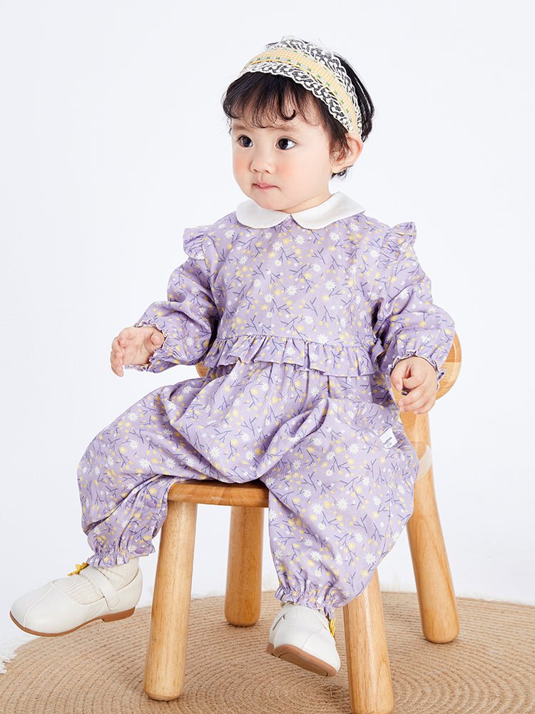 【線上專享】 balabala 童裝嬰童女滿印梭織連體衣 0-3歲 - balabala