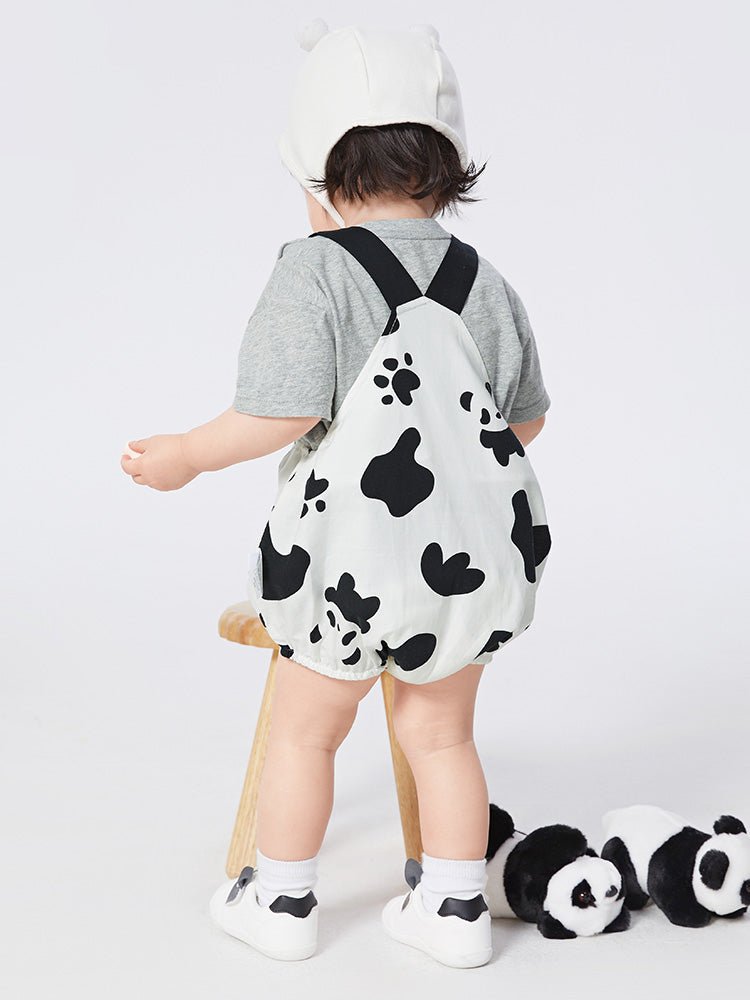 balabala 中性嬰童熊貓滿印圖案短袖套裝 0-3嵗 - balabala