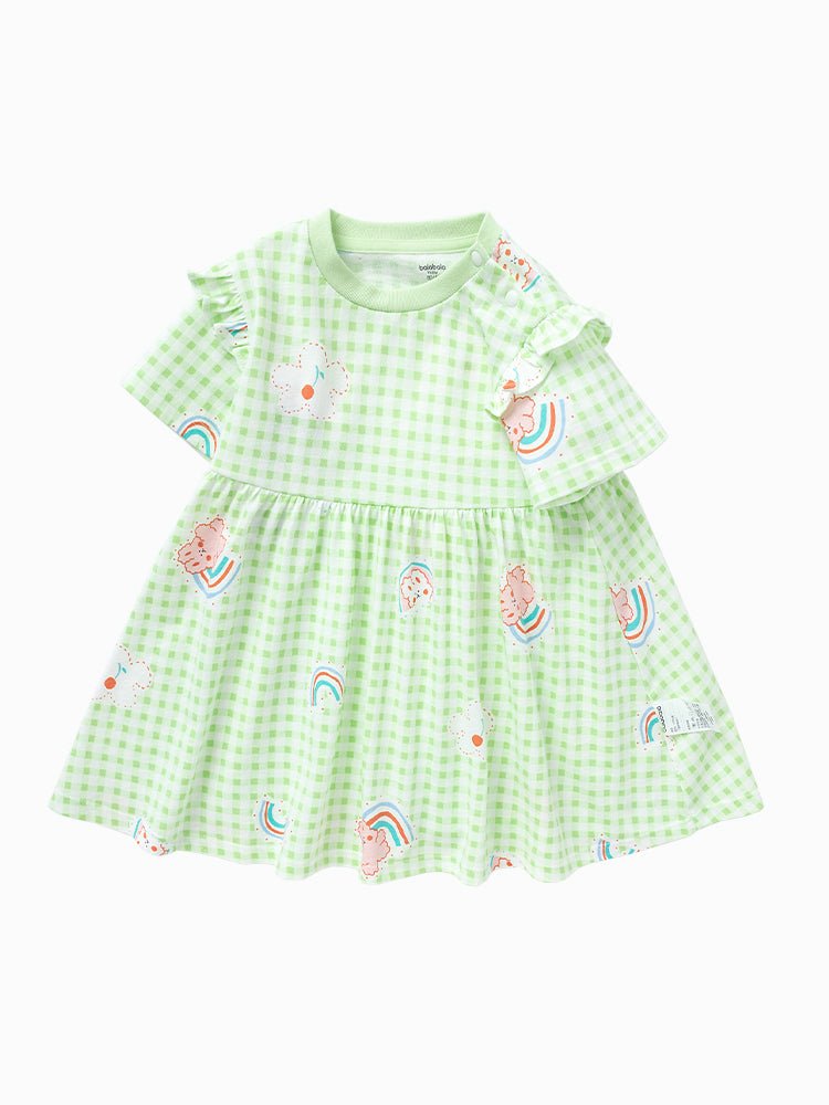 balabala 女嬰童全棉彩虹印花針織連衣裙 0-3歲 - balabala
