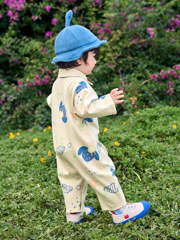 【線上專享】 balabala 童裝嬰童中性滿印針織連體衣 0-3歲 - balabala