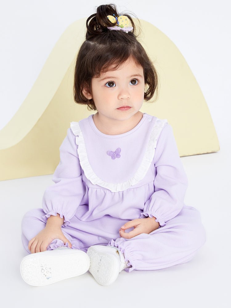 【線上專享】 balabala 童裝嬰童女淨色針織連體衣 0-3歲 - balabala