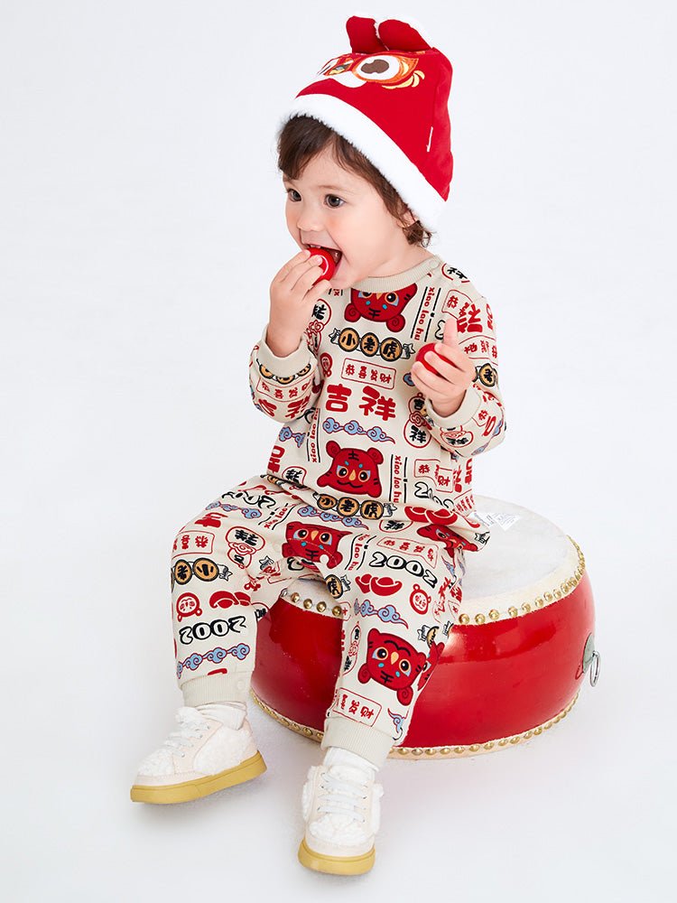【線上專享】 balabala 童裝嬰童中性老虎針織連體衣 0-3歲 - balabala