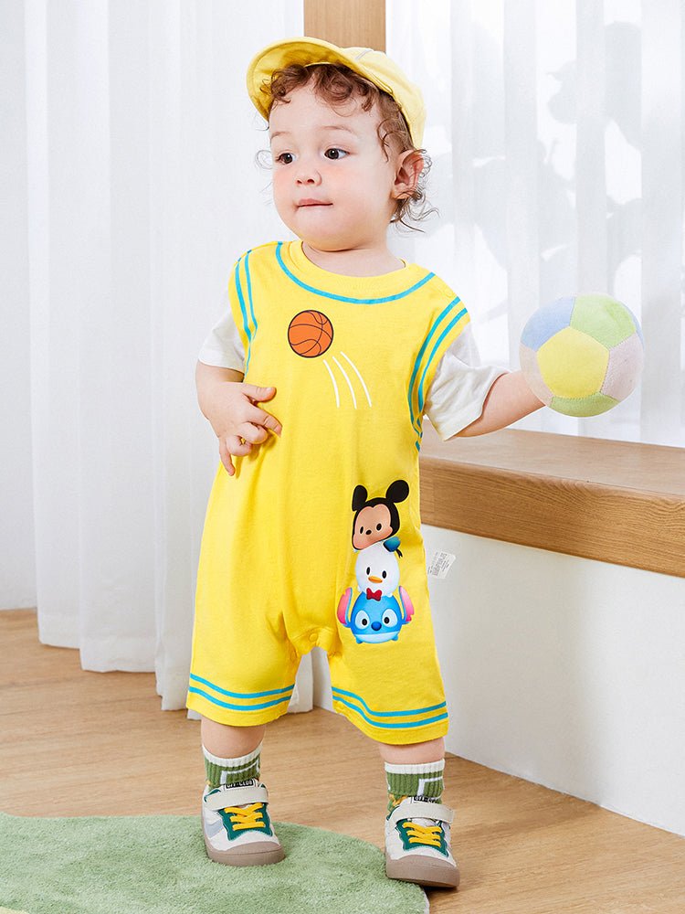 balabala 男嬰童迪士尼米奇全棉撞色針織連體衣 0-3歲 - balabala