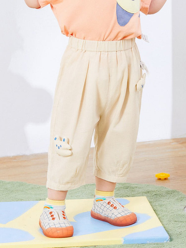 balabala 男嬰童褶皺裝飾梭織長褲 0-3歲 - balabala
