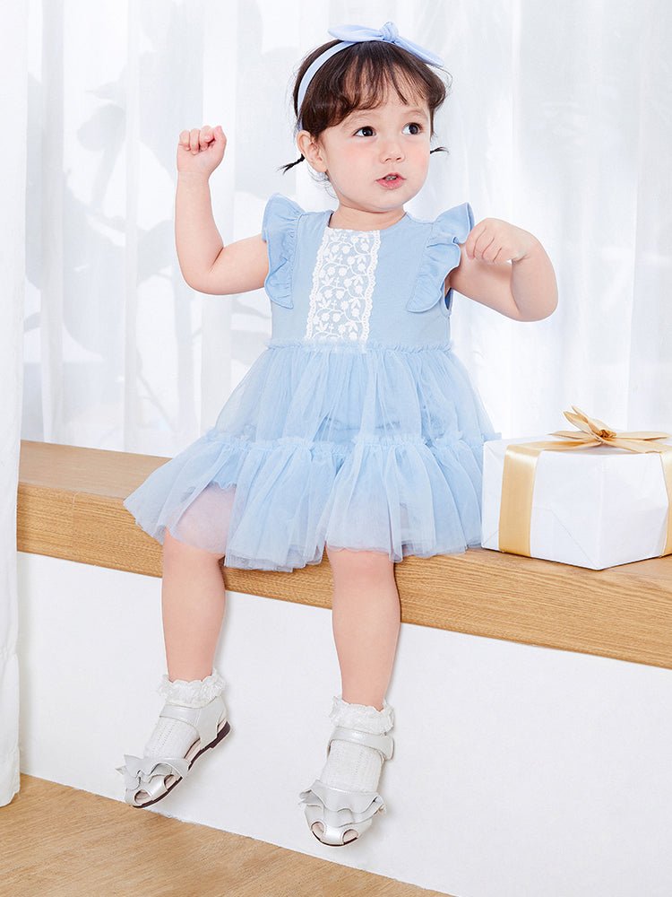 balabala 女嬰童網紗繡花針織連體衣 0-3歲 - balabala