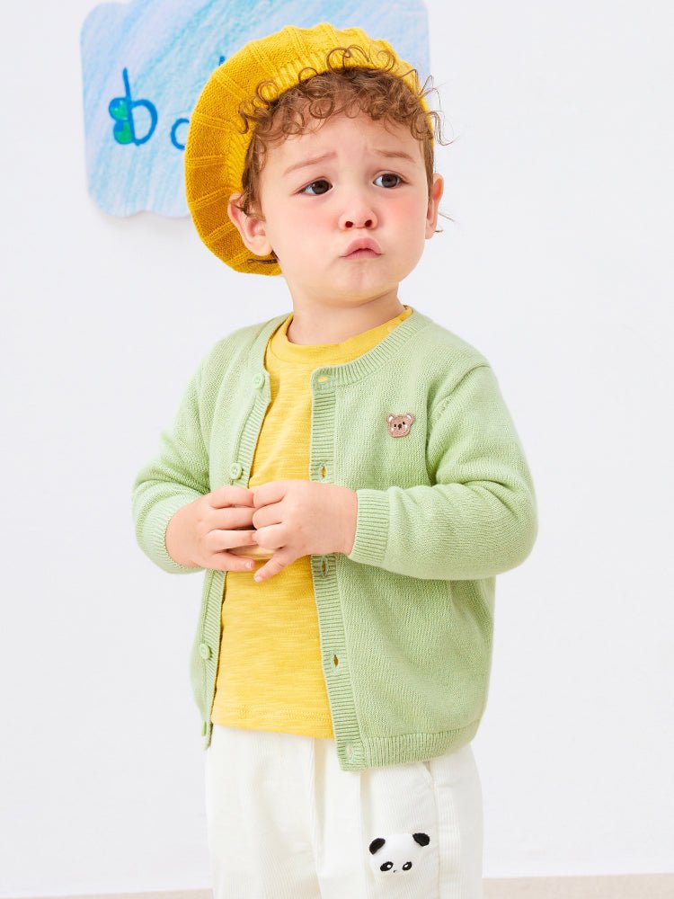 【線上專享】 balabala 童裝嬰童中性100%棉淨色毛開衫 0-3歲 - balabala