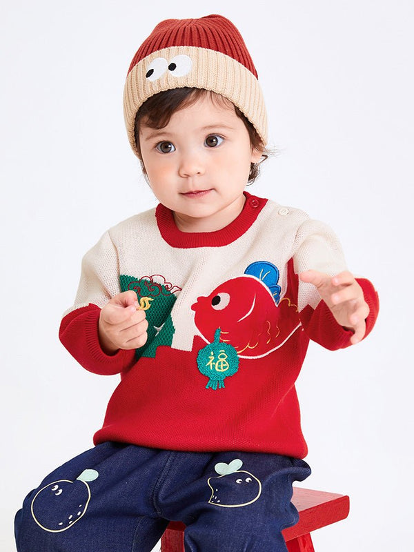 【線上專享】 balabala 童裝嬰童中性100%棉金魚福袋圓領毛衫 0-3歲 - balabala