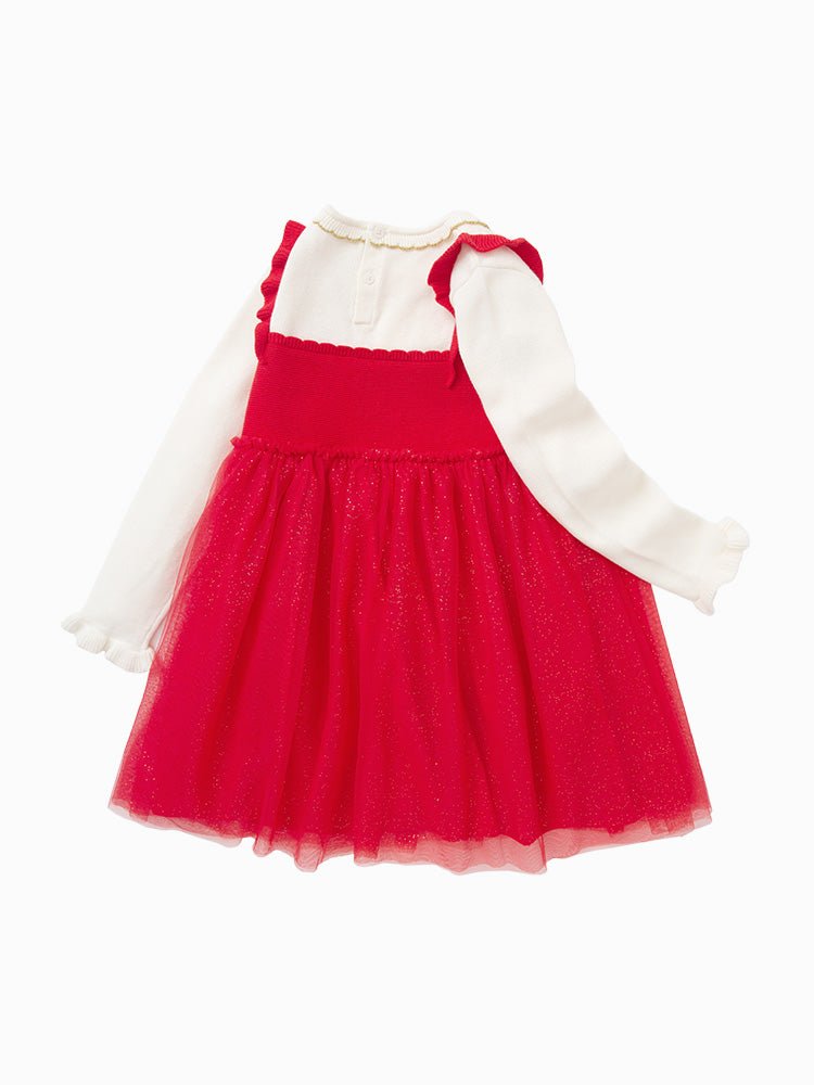 【線上專享】 balabala 童裝嬰童女100%棉閃光點點毛織連衣裙 0-3歲 - balabala