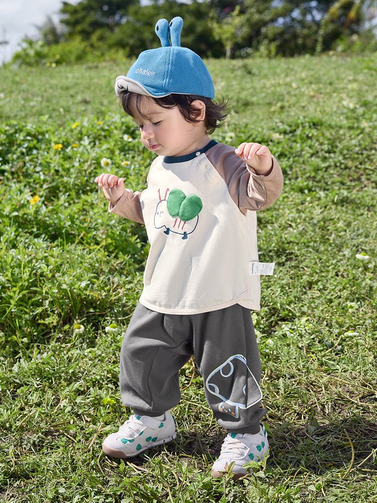 【線上專享】 balabala 童裝嬰童中性100%棉蘑菇針織長褲 0-3歲 - balabala