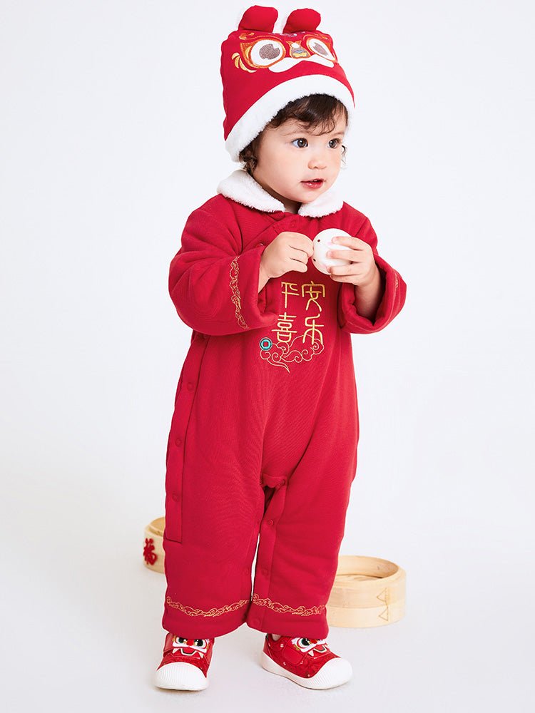 【線上專享】 balabala 童裝嬰童中性100%棉吉祥圖案針織連體衣 0-3歲 - balabala