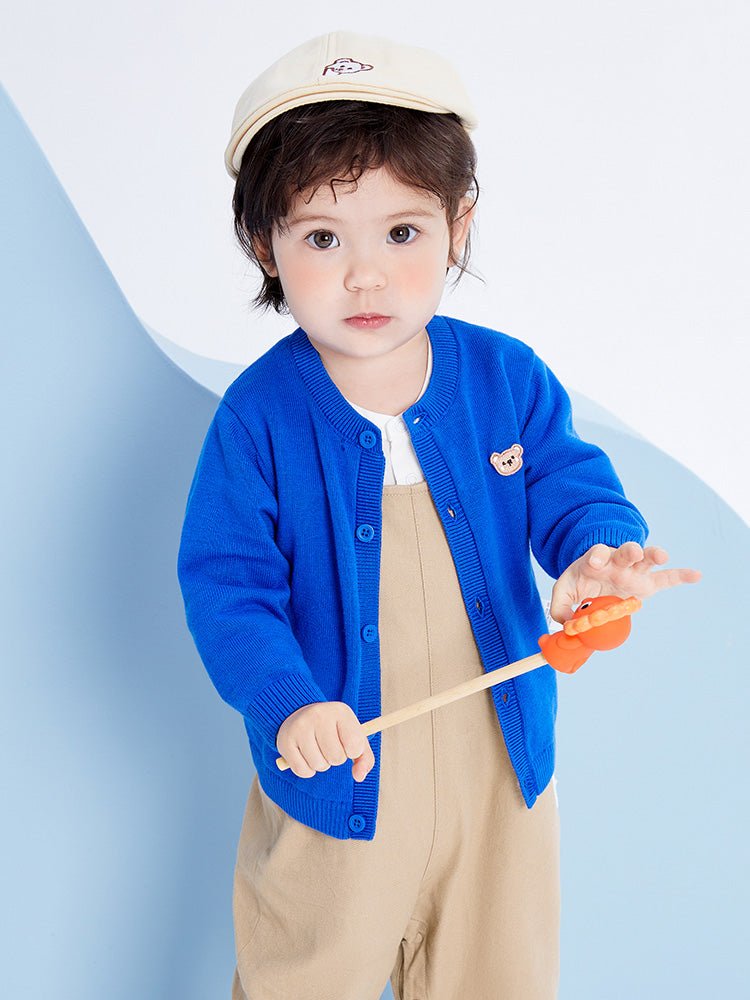 【線上專享】 balabala 童裝嬰童中性100%棉淨色毛開衫 0-3歲 - balabala