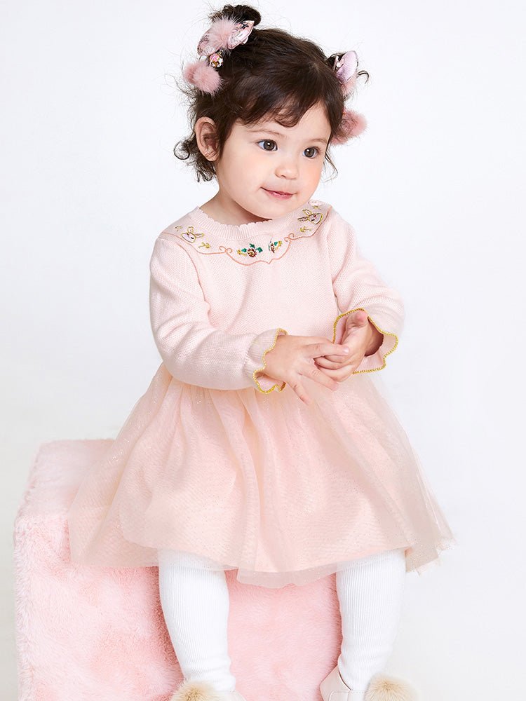 【線上專享】 balabala 童裝嬰童女100%棉生肖兔毛織連衣裙 0-3歲 - balabala
