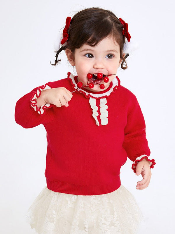 【線上專享】 balabala 童裝嬰童女100%棉淨色圓領毛衫 0-3歲 - balabala