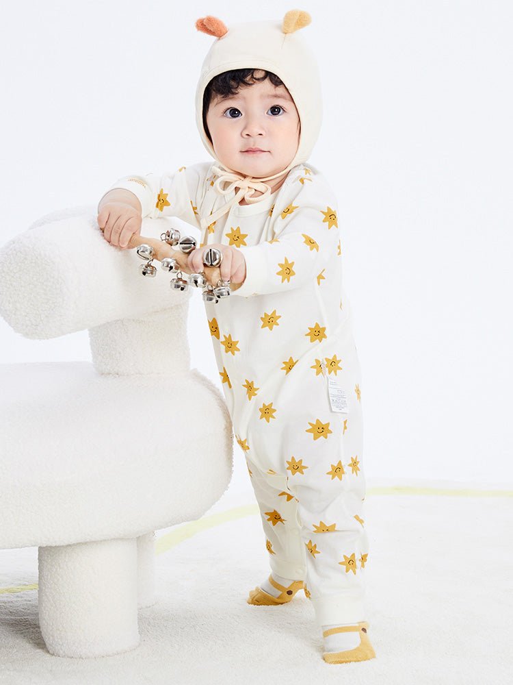 【線上專享】 balabala 童裝嬰童中性100%棉印花嬰童內著直開連體衣 0-3歲 - balabala