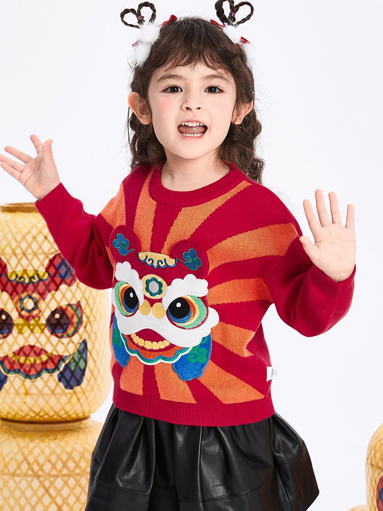 【線上專享】 balabala 童裝幼童中性100%棉獅子圓領毛衫 2-8歲 - balabala