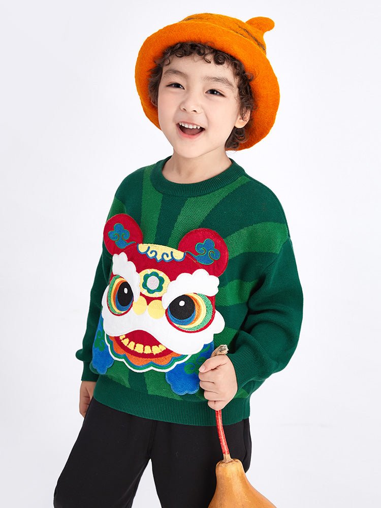 【線上專享】 balabala 童裝幼童中性100%棉獅子圓領毛衫 2-8歲 - balabala