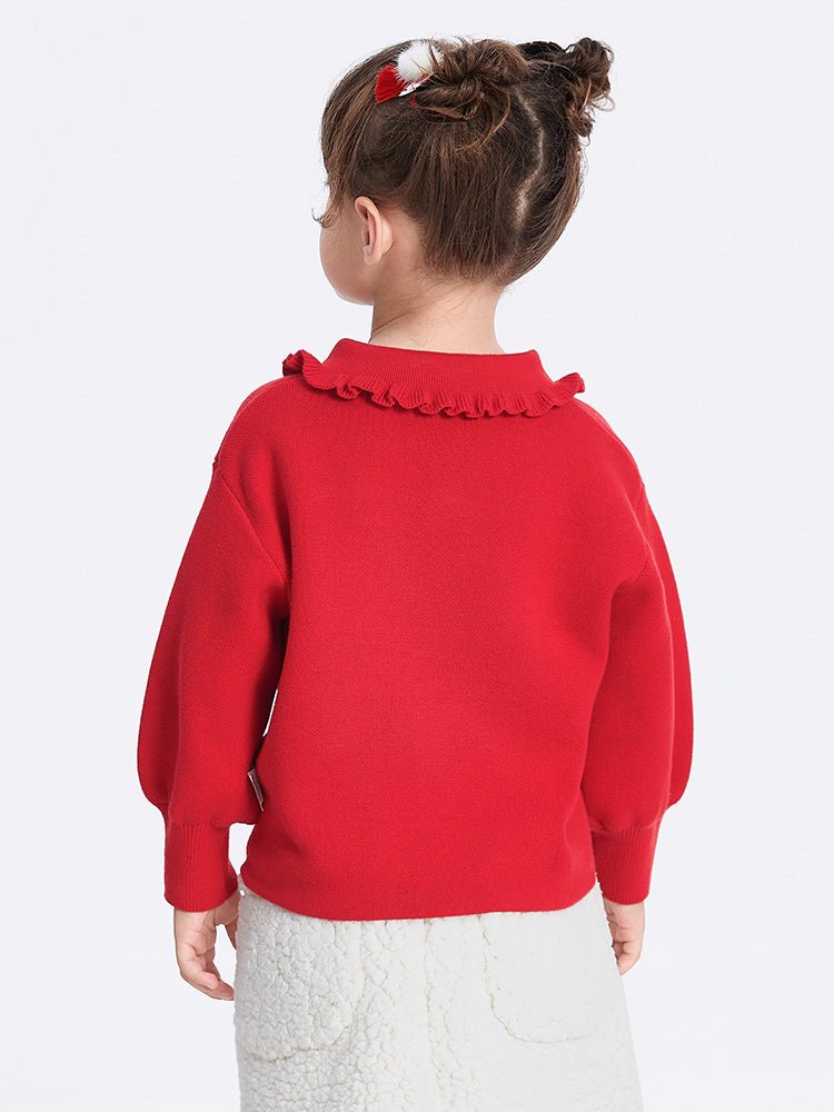 【線上專享】 balabala 童裝幼童女100%棉生肖兔翻領毛衫 2-8歲 - balabala