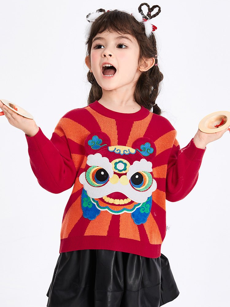 【線上專享】 balabala 童裝幼童中性100%棉獅子圓領毛衫 2-8歲 - balabala