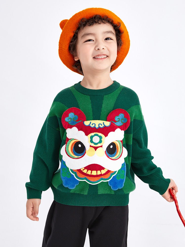 【線上專享】 balabala 童裝幼童中性100%棉獅子圓領毛衫 2-8歲 - balabala