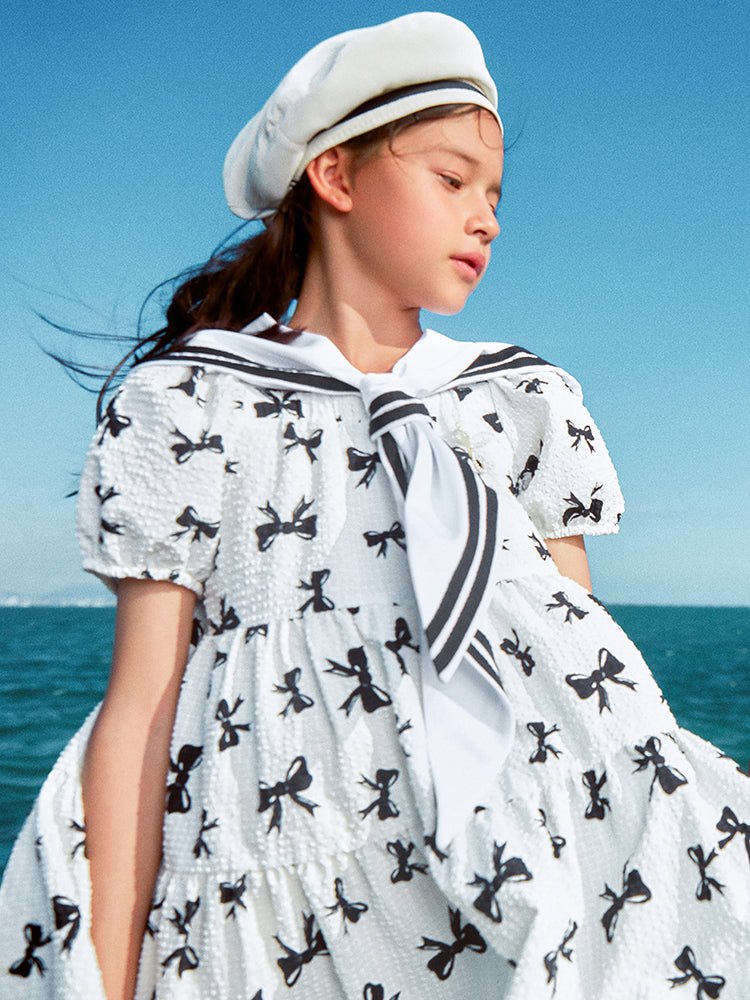 balabala 女中童蝴蝶結100%棉女童連衣裙 7-14歲 - balabala