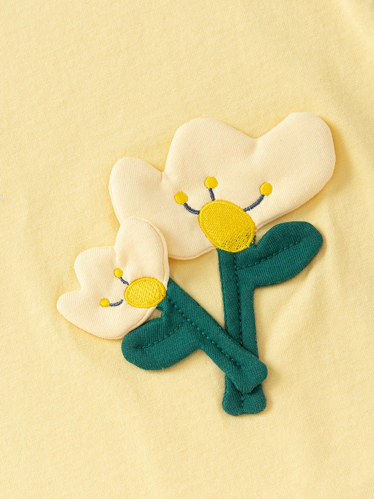 balabala 女嬰童花朵100%棉嬰童T恤 0-3嵗 - balabala