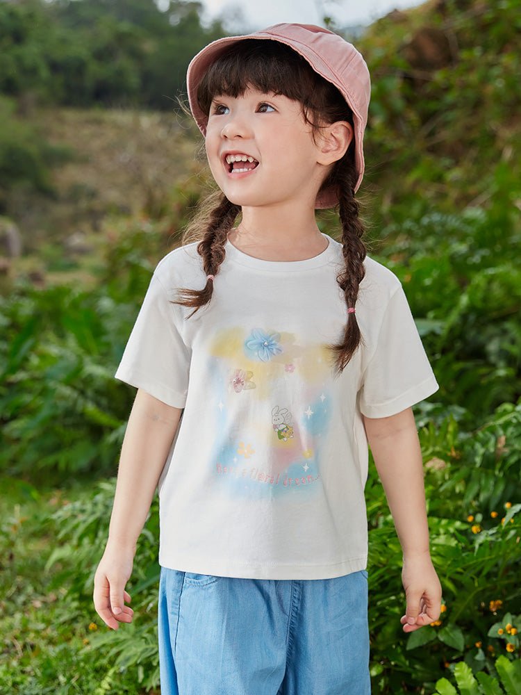 balabala 女幼童幻彩印花100%棉女幼童T恤 2-8歲 - balabala