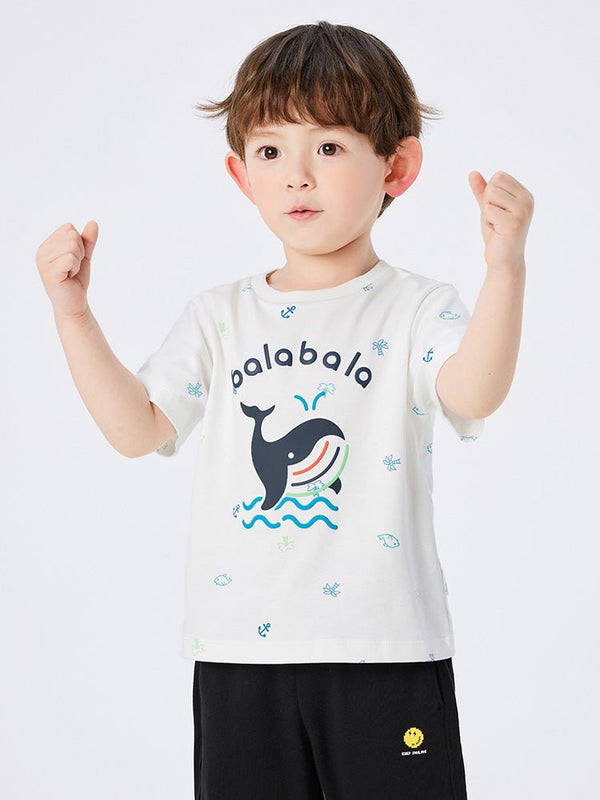 balabala 男幼童鯨魚100%棉男幼童T恤 2-8歲 - balabala