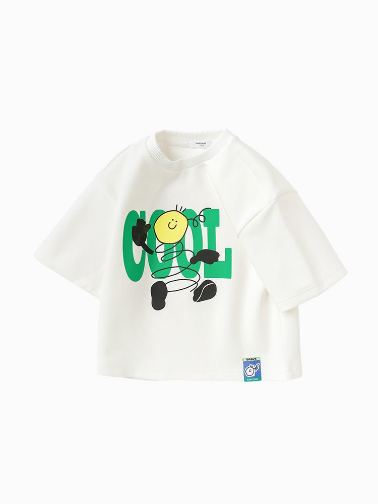 【線上專享】 balabala 童裝中童男100%棉恐龍圓V領短袖T恤 7-14歲 - balabala