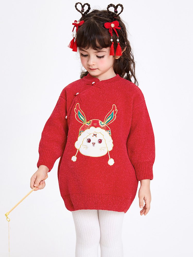 【線上專享】 balabala 童裝幼童女雪尼爾淨色毛織連衣裙 2-8歲 - balabala