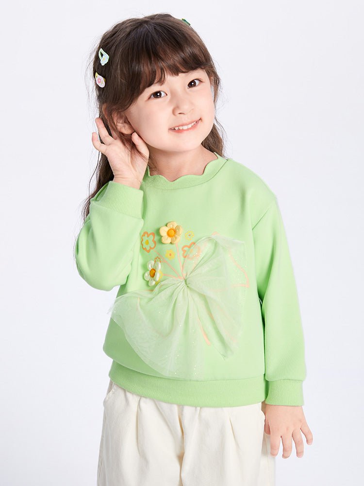 balabala 女幼童彈力立體花朵圓領衛衣 2-8歲 - balabala
