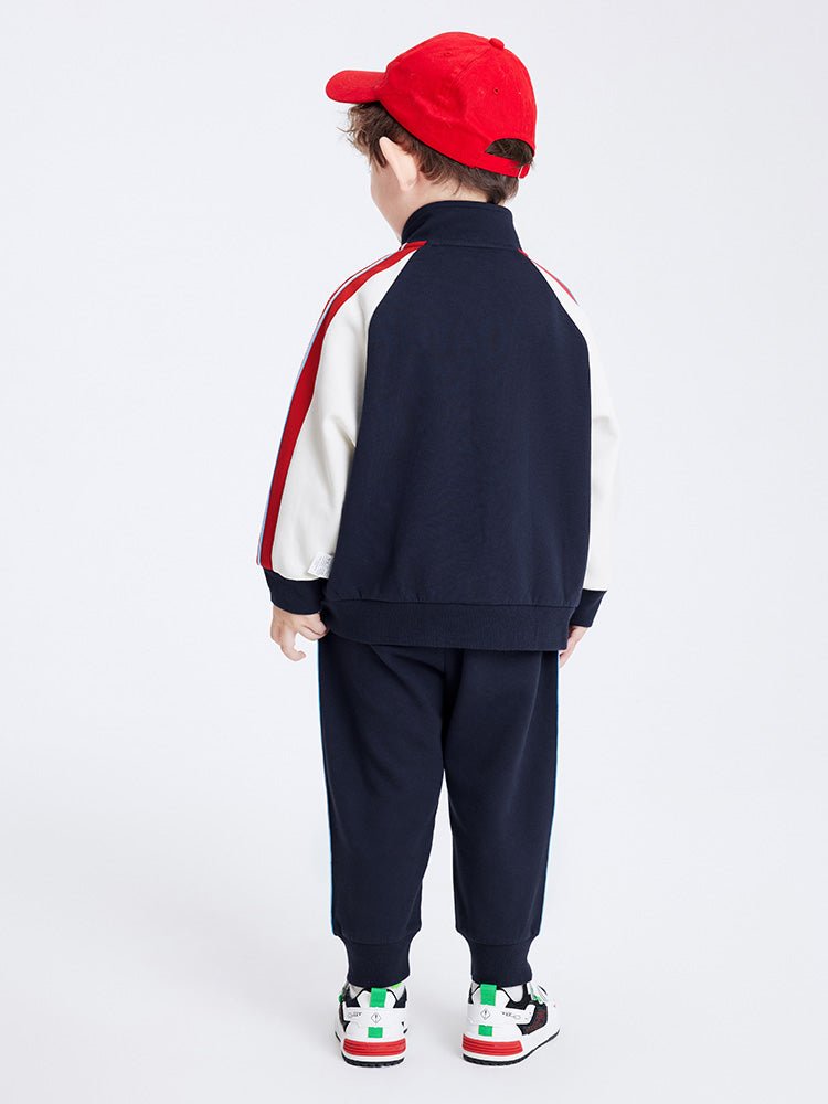 【線上專享】 balabala 童裝幼童中性撞色拼接針織長袖套裝 2-8歲 - balabala