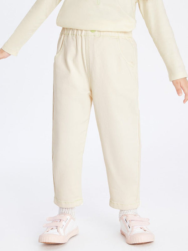 balabala 女幼童彈力淨色牛仔長褲 2-8歲 - balabala