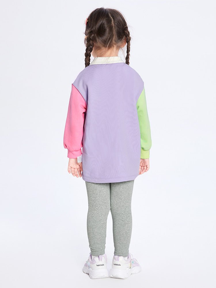 【線上專享】 balabala 童裝幼童女撞色拼接針織長袖套裝 2-8歲 - balabala