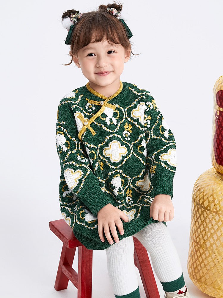 【線上專享】 balabala 童裝幼童女雪尼爾淨色毛織連衣裙 2-8歲 - balabala