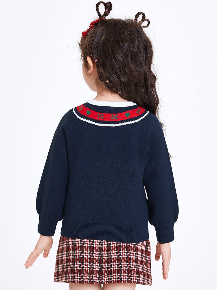 【線上專享】 balabala 童裝幼童女蝴蝶結圓領毛衫 2-8歲 - balabala